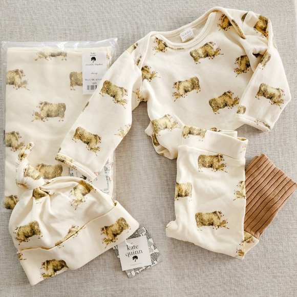 kate quinn Other - Kate Quinn Sheep Set Swaddle, Bodysuit, Panda Pants and Hat